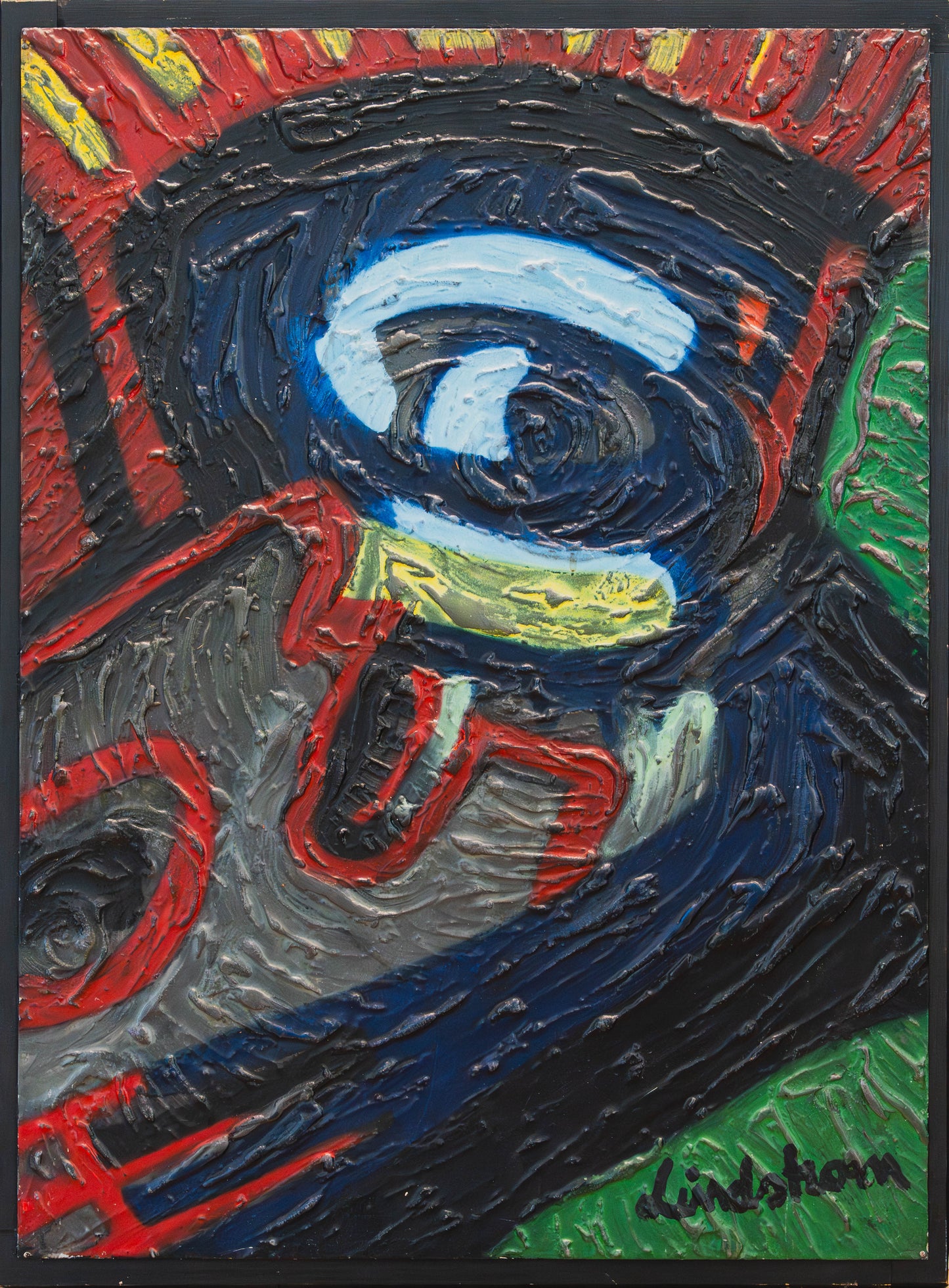 LINDSTRÖM Bengt (1925 - 2008)"le cyclope" – Plaque d’impression & peinture – Œuvre encadrée – Artkob Galerie