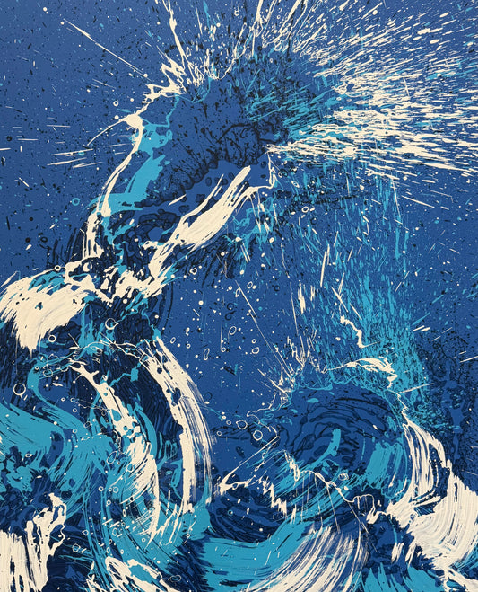 Vague Célérate 2, acrylique et encre sur toile de lin de Thomas Berthuel-Bonnes, 2026